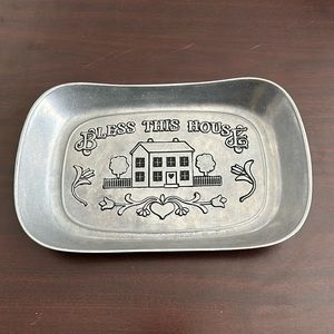 Beautiful Vintage set of Pewter "Bless This House" tray Wilton Armetale